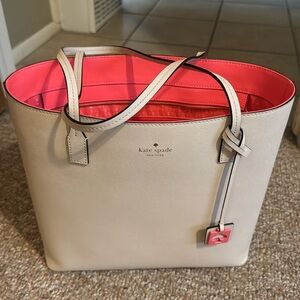 Kate Spade Cream and Pink Tote Bag